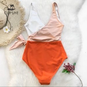 NWT Cupshe Orange and White Colorblock One Piece